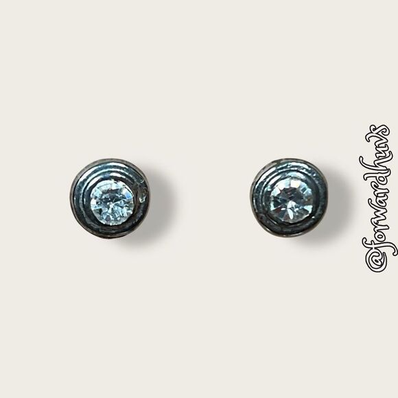 Bundle Sale 3 for $15 | Silver-Tone Stud Earrings with Rhinestone Center - Picture 8 of 9